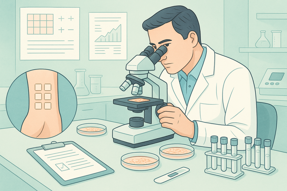 illustration showing that we perform clinically testing on skin